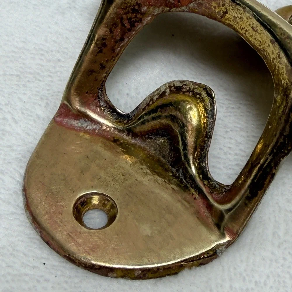 Vintage Coca-Cola Wall Mounted Bottle Opener Brass Tone Metal Taiwan with Screws